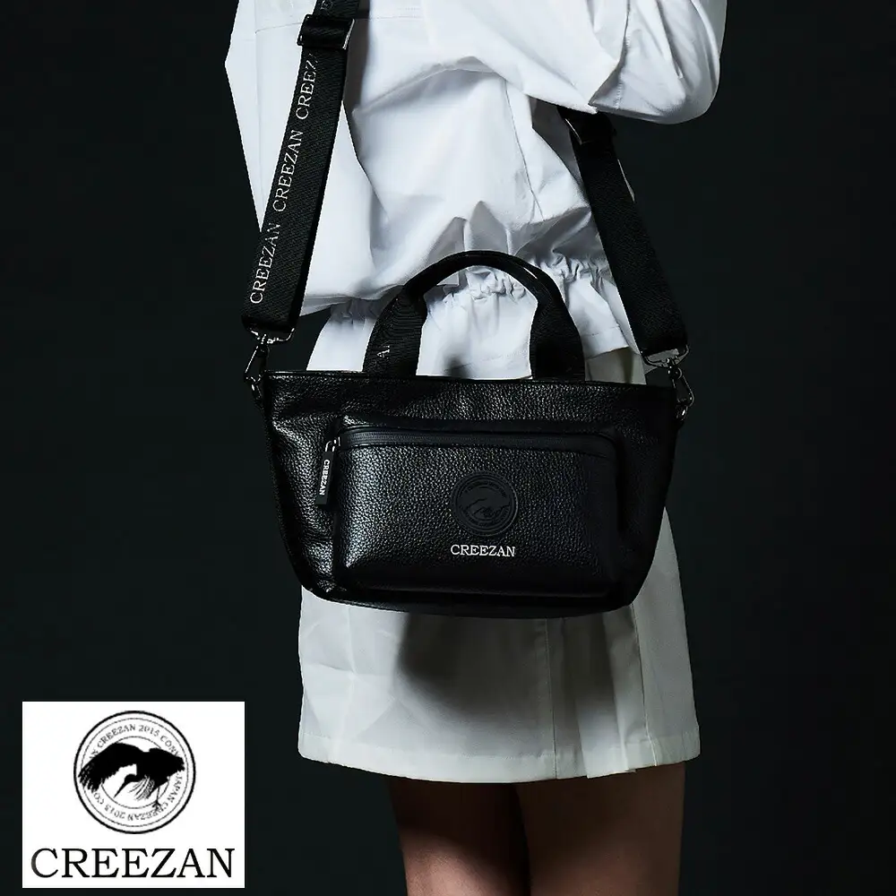 CREEZAN GOLF クリーザンゴルフ カートバッグトート ブラック CCGI-014-02 / ゴルフ カートバッグ ゴルフバッグ トートバッグ 2way 軽量 収納力 水濡れに強い 高機能合成皮革 ショルダーストラップ付き シンプル デザイン