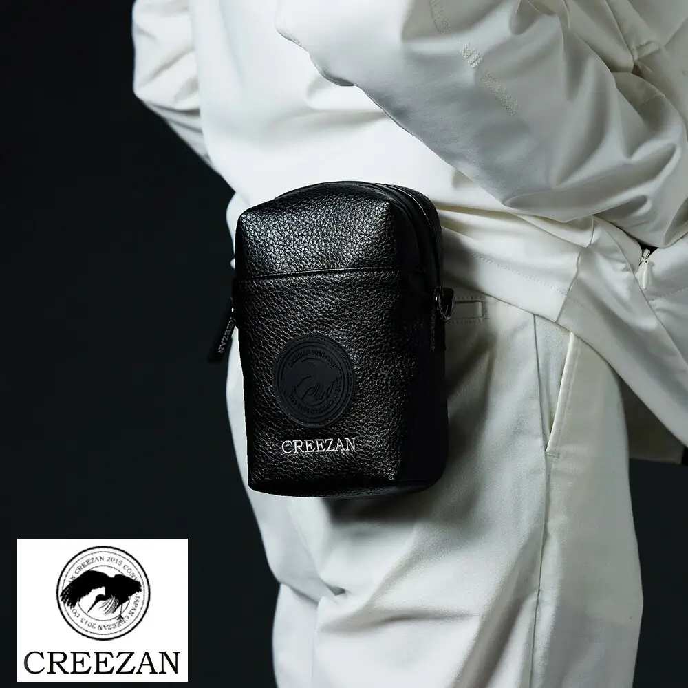 CREEZAN GOLF クリーザンゴルフ マルチケース ブラック CCGI-017-02 / ゴルフ ミニショルダーバッグ ゴルフバッグ 軽量 収納力 水濡れに強い 高機能合成皮革 ショルダーストラップ付き シンプル デザイン