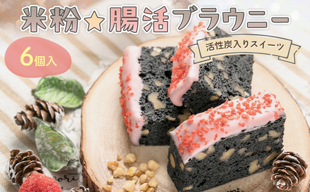 米粉☆腸活ブラウニー ～活性炭入りスイーツ～ (6個入) ふるさと納税 福知山市 スイーツ ケーキ ブラウニー チョコブラウニー 米粉 グルテンフリー 腸活 オリゴ糖 ビートグラニュー糖 活性炭パウダー 京の赤たまご ギフト ハッピースイーツ happy sweets 【fc-BA001】【ハッピー☆スイーツ工房】