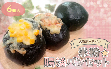 ＜冷凍便＞腸活☆パンセット～活性炭入りパン～ (計6個/あんパン2個・ソーセージパン2個・ハム＆チーズパン2個) ふるさと納税 福知山市 パン 米粉 活性炭 あんぱん ソーセージ ハム チーズ 高千穂バター 健康 腸活 ハッピースイーツ happy sweets 【fc-BA004】【ハッピー☆スイーツ工房】