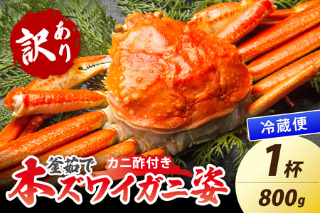 【大好評！カニ酢付き】訳あり！釜茹で！特大本ずわいがに姿 800g×1杯