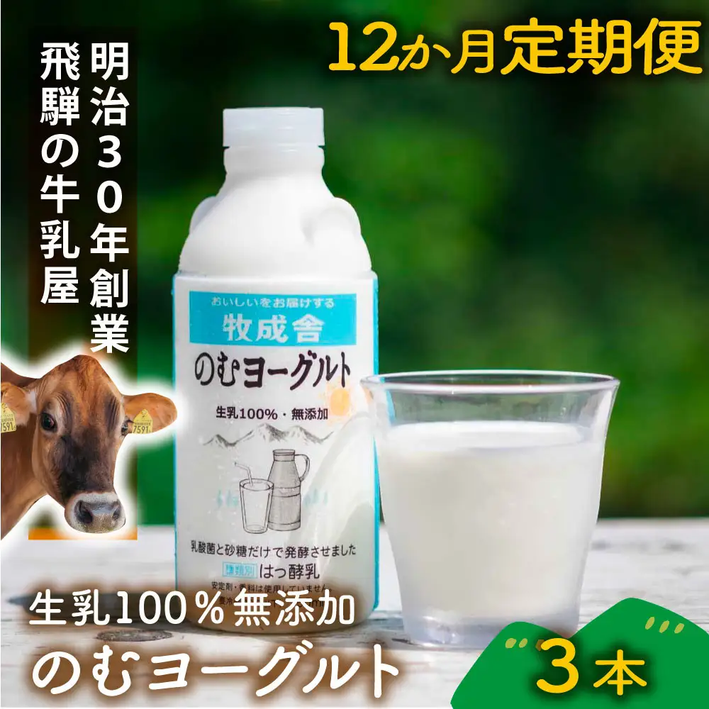 【定期12か月便】牧成舎のむヨーグルト750ml×3本セット｜ヨーグルト DF211