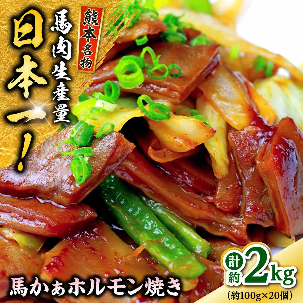 熊本 馬肉 馬かぁホルモン焼き  約2kg（約100g×20個)ホルモン[AYAF093]