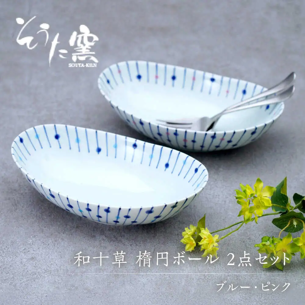 和十草 楕円ボール 2点セット /そうた窯 [UCE013] ボウル 楕円皿