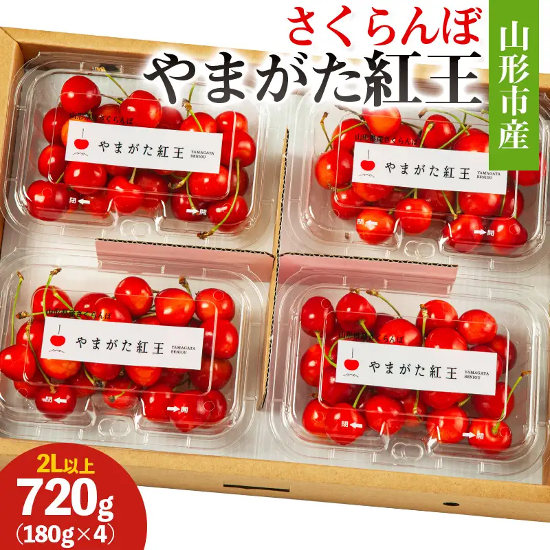 山形市産 さくらんぼ (やまがた紅王) 2L以上 720g(180g×4) 【令和9年産先行予約】FS26-659