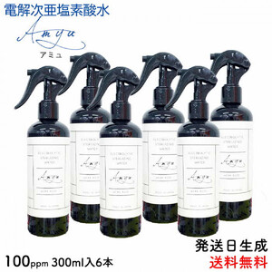 電解次亜塩素酸水　 100ppm　【スプレーボトル300ｍｌ　　6本セット】 除菌・消臭