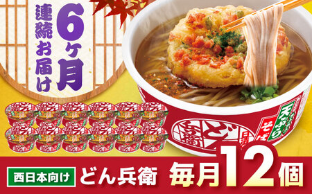 【全6回定期便】どん兵衛 天ぷらそば 12食 BIBI019 どん兵衛