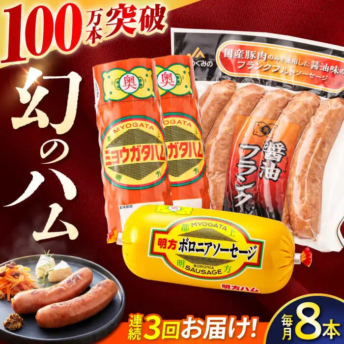 【3回定期便】明方ハム詰め合わせ Bセット[AVBA006]ハム　定期
