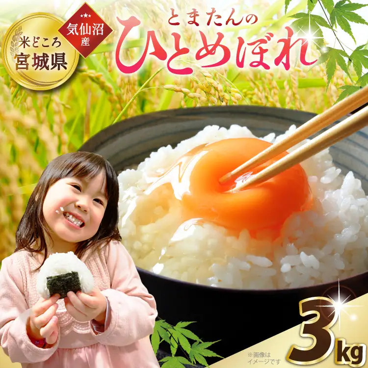 宮城県産 とまたんのひとめぼれ 3kg ひとめぼれ 