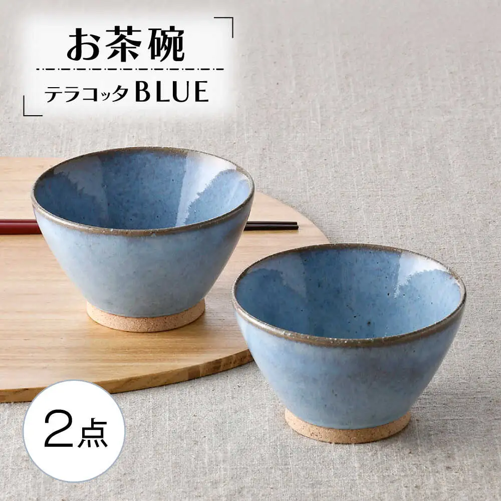 【波佐見焼】テラコッタ・BLUE 茶碗 2点セット【利左エ門窯】[QB70]