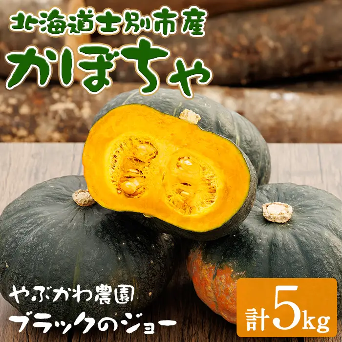 北海道 士別市産 かぼちゃ ブラックのジョー 5kg (2~4玉)【2026年10月から12月の間に順次発送】【やぶかわ農園】【A7091】