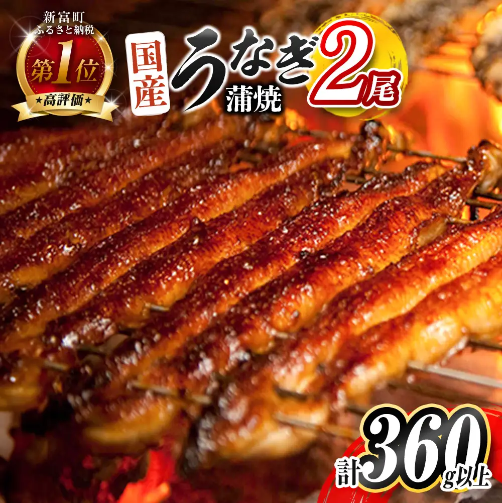 10月配送 鰻楽 国産 うなぎ蒲焼 2尾 360g以上 B555-2610