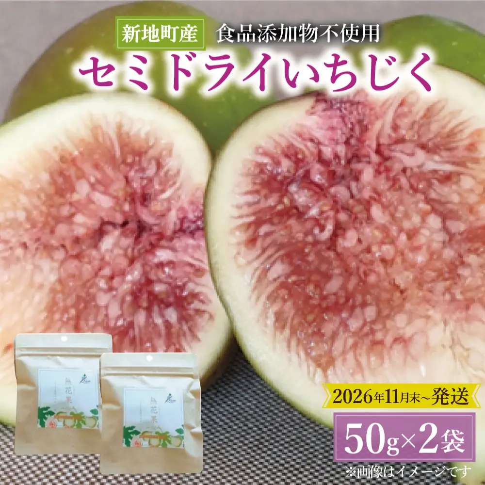 ＜2026年11月下旬発送＞福島県新地町産いちじくセミドライフルーツ　50g×2袋セット　合計100g