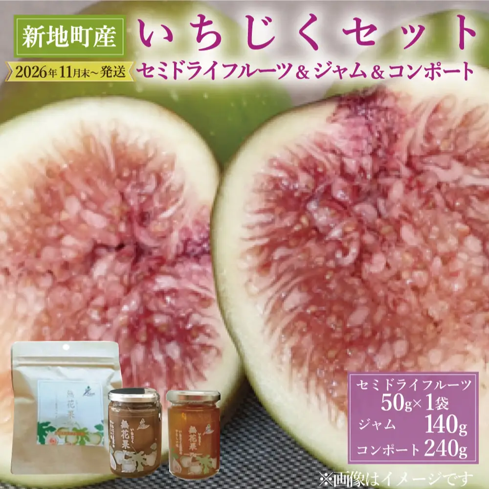 ＜2026年11月下旬発送＞ 福島県新地町産 いちじく 加工品3種セット（コンポート１本、ジャム1本、セミドライ１袋）