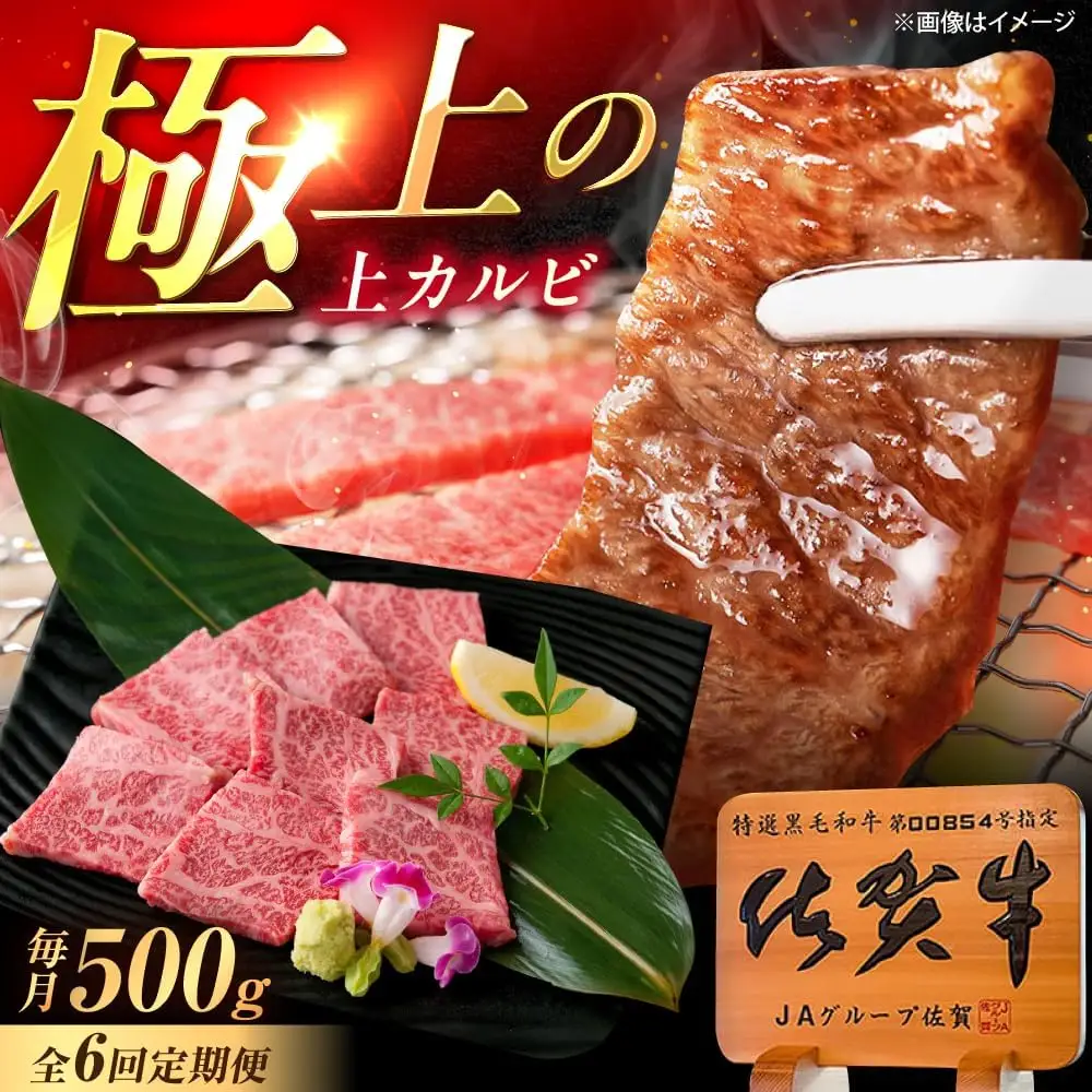 【6回定期便】佐賀牛 上カルビ 焼肉用 500g /MKミート武雄[UEM051] カルビ