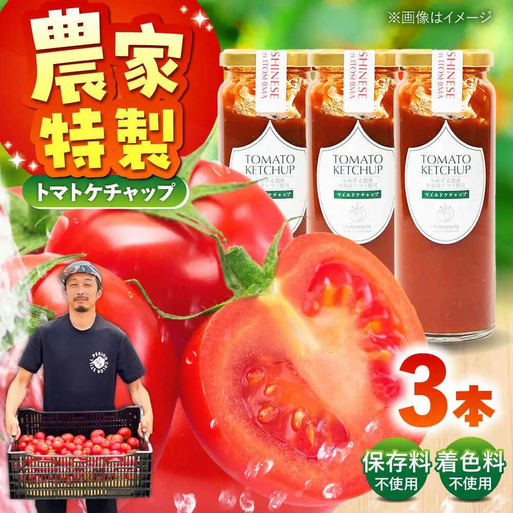 糸島のトマト農家が作る 無添加トマトケチャップ 3本セット 糸島市 / かわぞえ農園 ケチャップ トマト [AAM007] 14000 14000円