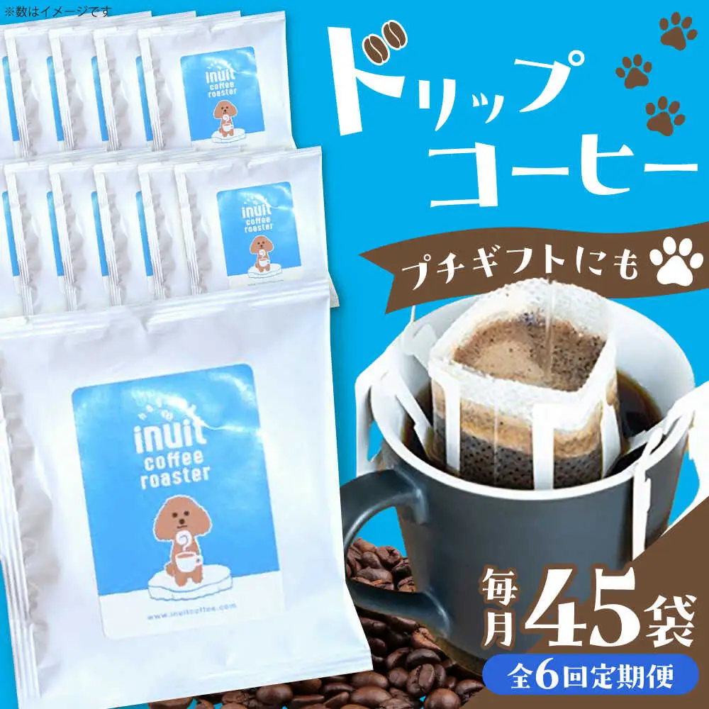【全6回定期便】 ドリップバッグセット 45個 ＜スペシャルティコーヒー＞ 【イヌイットコーヒーロースター】[ASAB039]