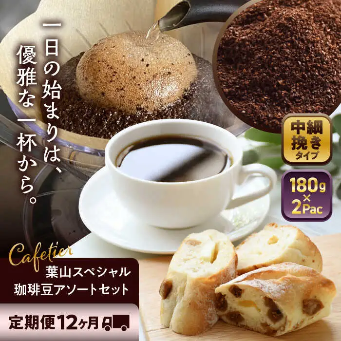 【全12回定期便】【コーヒー粉 中細挽き】葉山スペシャル珈琲豆アソートセット 2パック入り コーヒー粉 珈琲豆 コーヒー【Cafetier】[ASAD022]