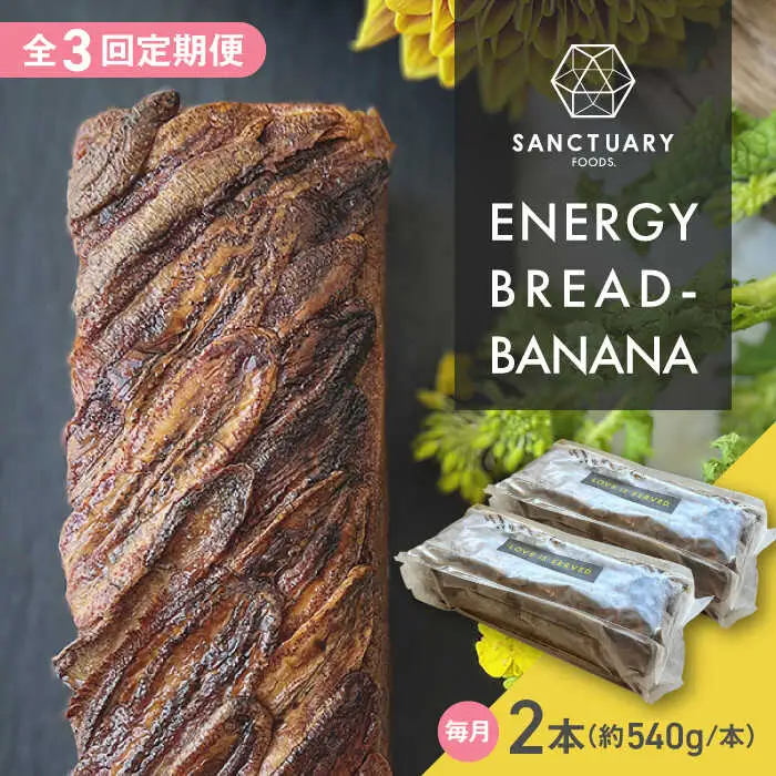 【全3回定期便】ENERGY BREAD-BANANA　約540g×2本 ／ バナナケーキ グルテンフリー[ASAH007]