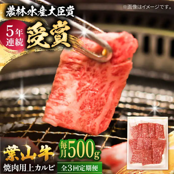 【全3回定期便】 葉山牛 上カルビ500g／ カルビ 上カルビ[ASAP044]
