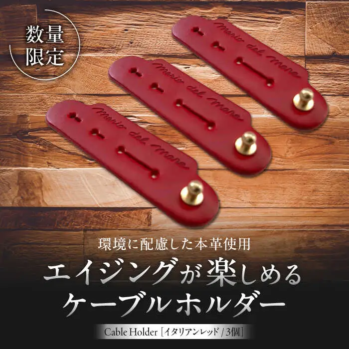 【数量限定】Cable Holder【イタリアンレッド3個セット】 ／ ケーブルホルダー[ASAZ019]
