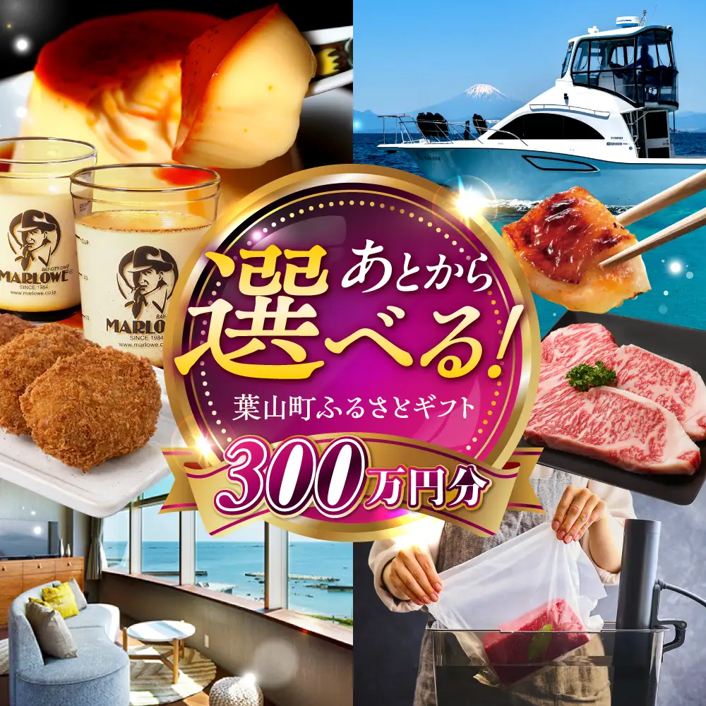 【あとから選べる】葉山町ふるさとギフト 300万円分 牛肉 葉山牛 プリン スイーツ 宿泊券 旅行 定期便 神奈川 葉山 高額 [ASZU011]