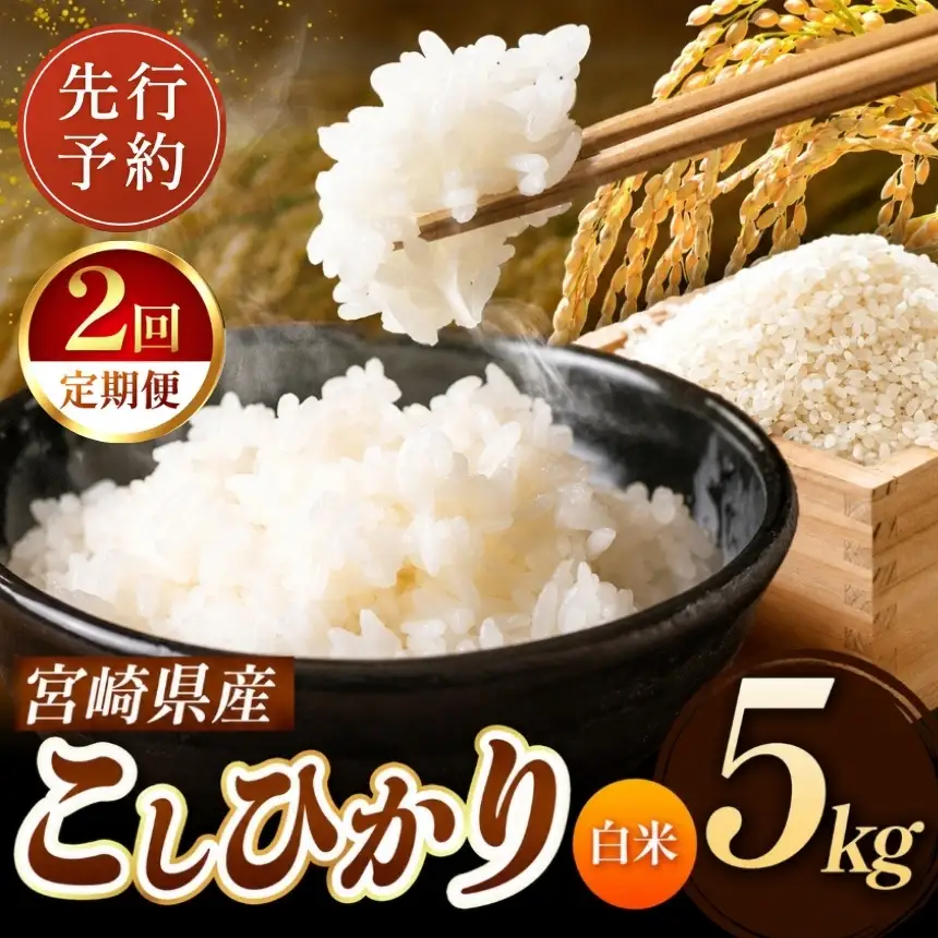 【定期便２回】令和8年産  こしひかり 5kg （白米） 宮崎県産
