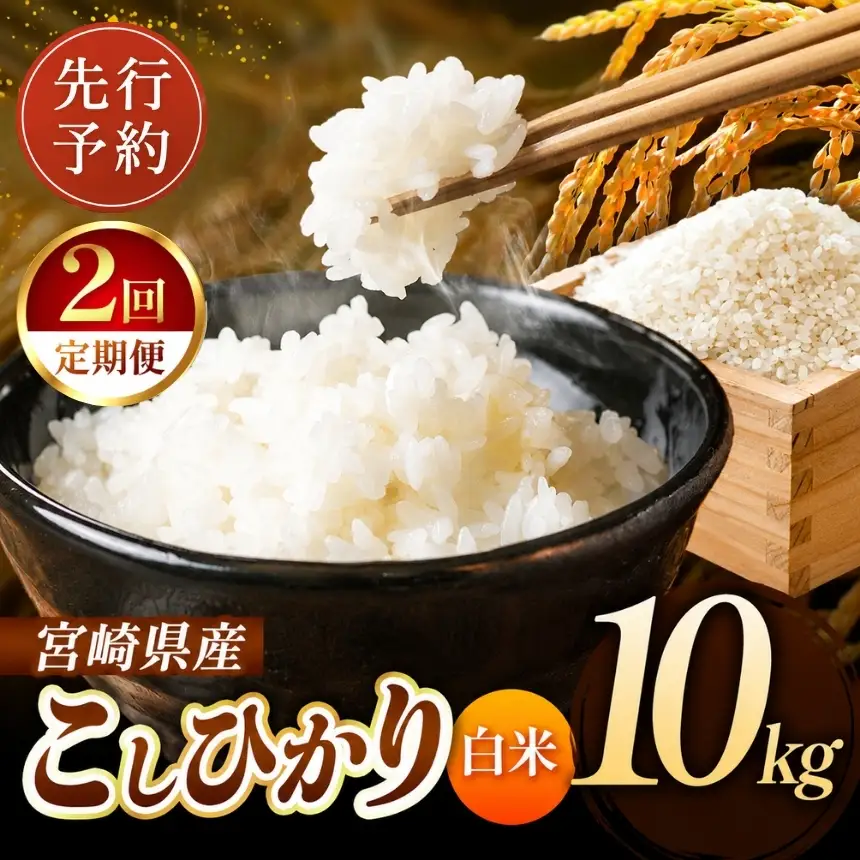 【定期便２回】令和8年産  こしひかり 10kg （白米） 宮崎県産