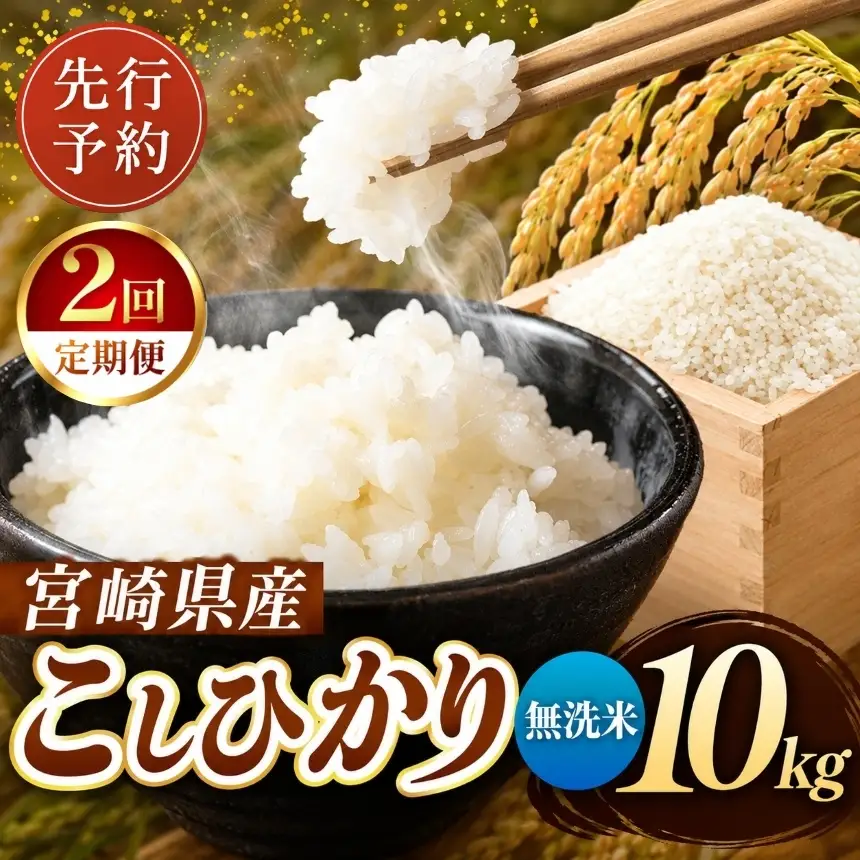 【定期便２回】令和8年産  こしひかり 10kg （無洗米） 宮崎県産