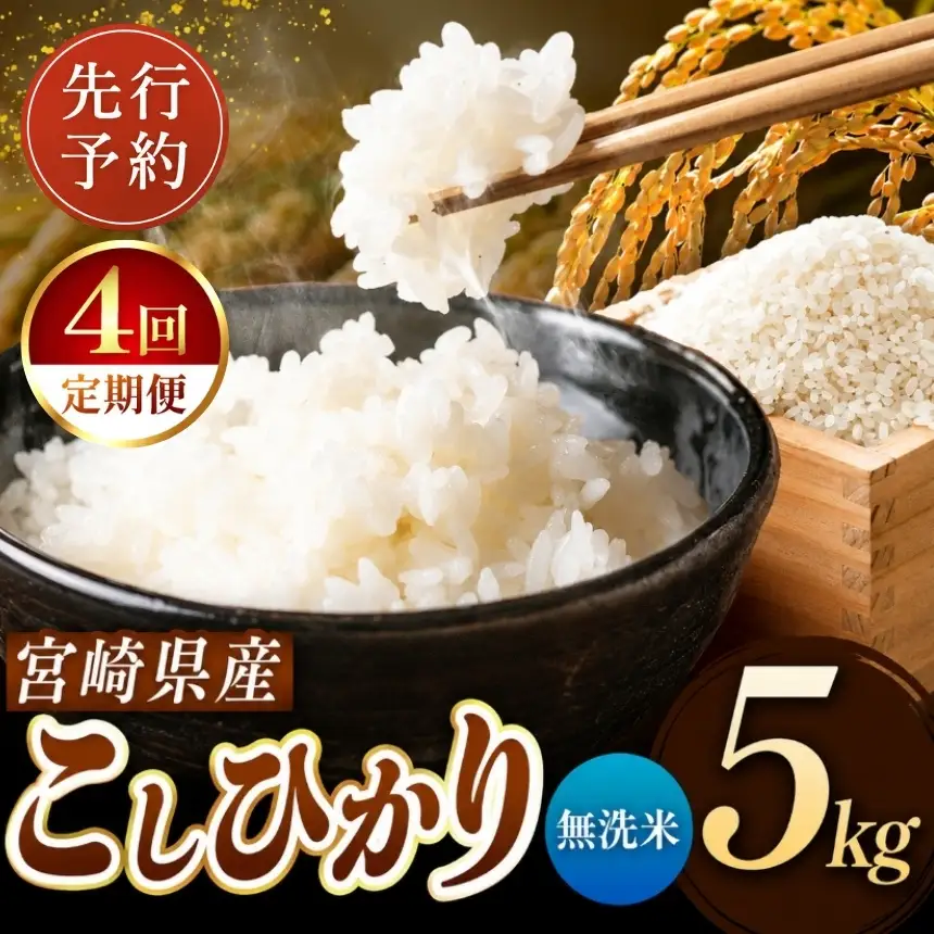 【定期便４回】令和8年産  新米 こしひかり 5kg （無洗米） 宮崎県産