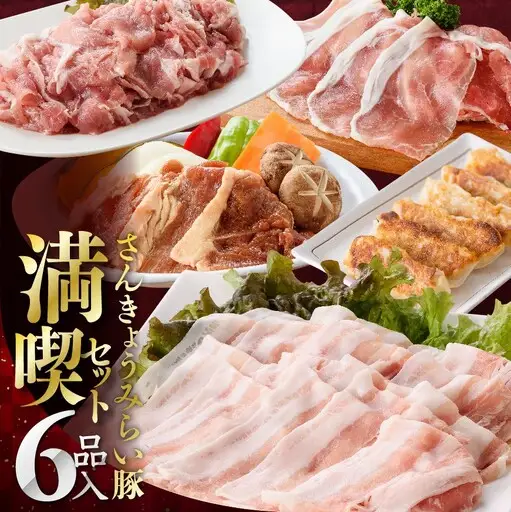 ※令和8年10月発送分※小分けで使いやすい！さんきょうみらい豚満喫セット 【 しゃぶしゃぶ 切り落とし ウデ モモ 鉄板焼 餃子 生ハム切り落とし ハンバーグ 】