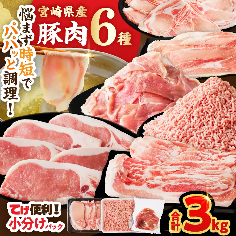 ≪宮崎県産≫豚肉6種＼てげスゲーセット／合計3kg 肉 豚 豚肉 おかず 国産_T009-0316