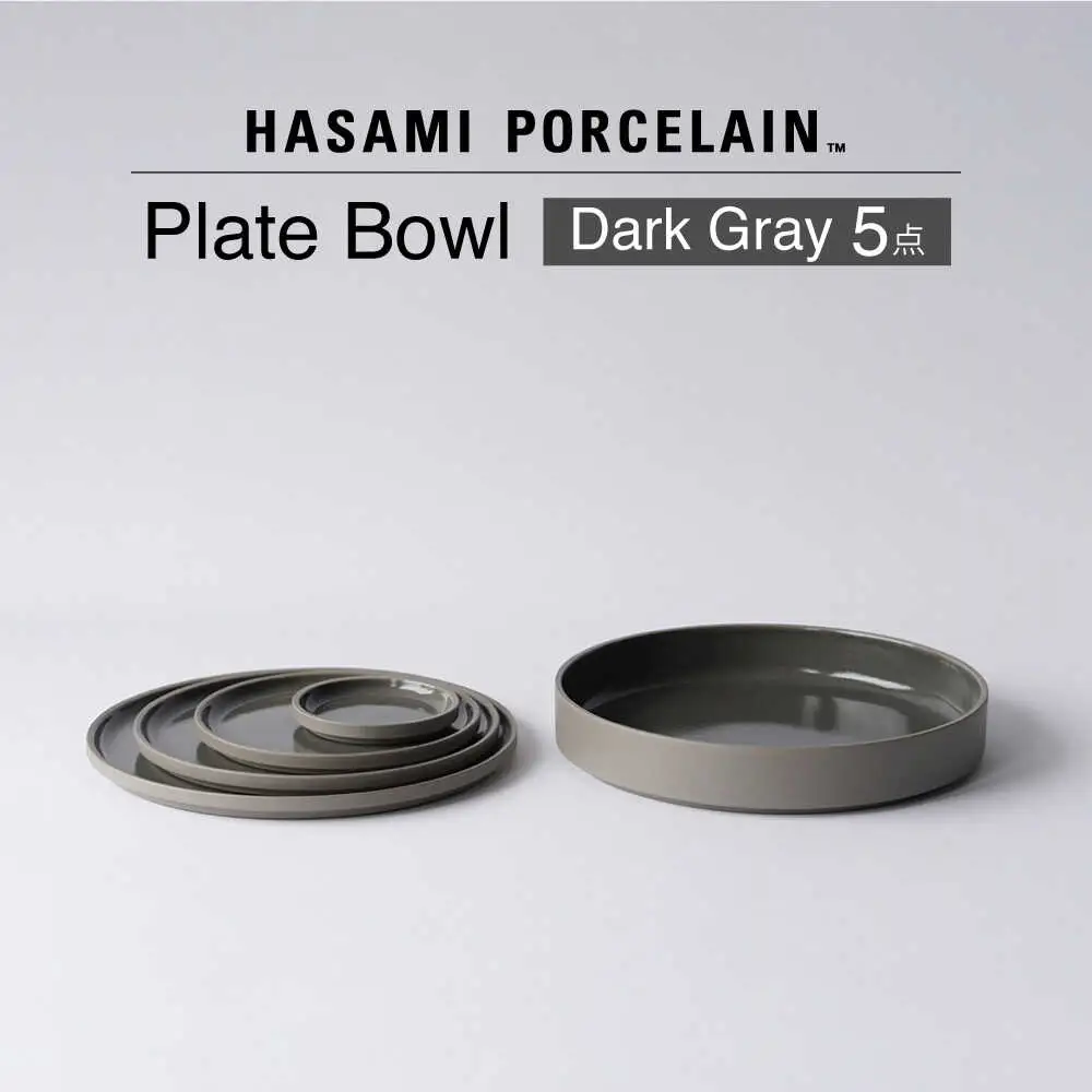 【波佐見焼 HASAMI PORCELAIN】プレート ボウル Dark Gray 5点セット【東京西海】[DD249]
