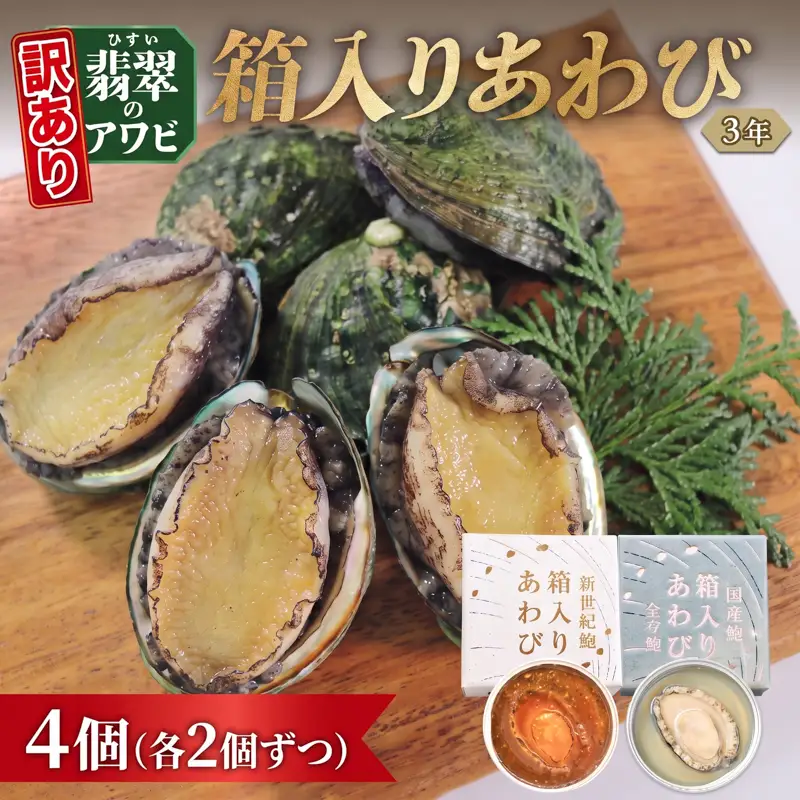訳あり あわび4個 (メキシカンチリスープ風+白ワイン煮風)各2個セット