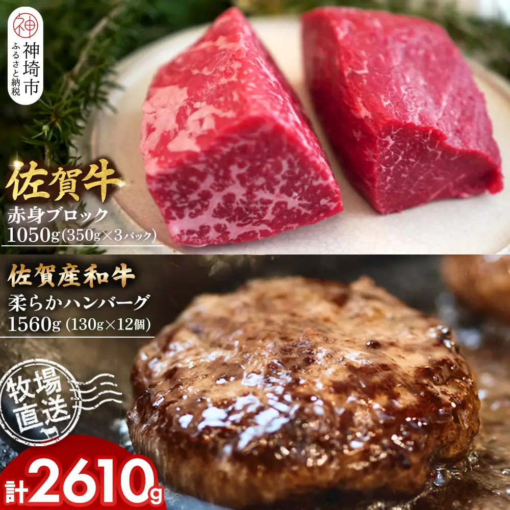 佐賀牛 赤身ブロック1050g・柔らかハンバーグ12個(H122104)