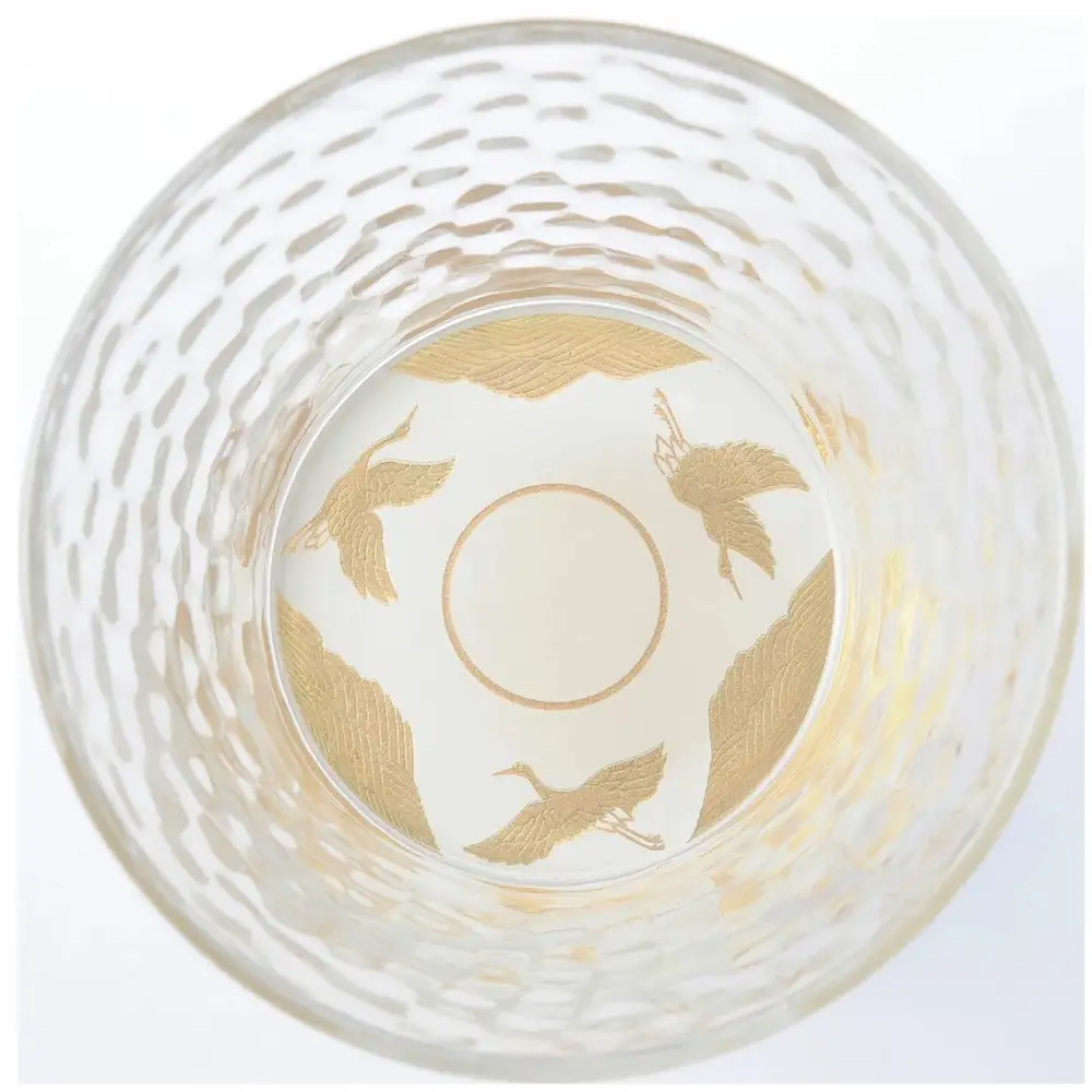 みよし漆器本舗 紀州塗り ぬりもん de Verre フリーグラス 蒔絵 万葉鶴 単品 白 250ml