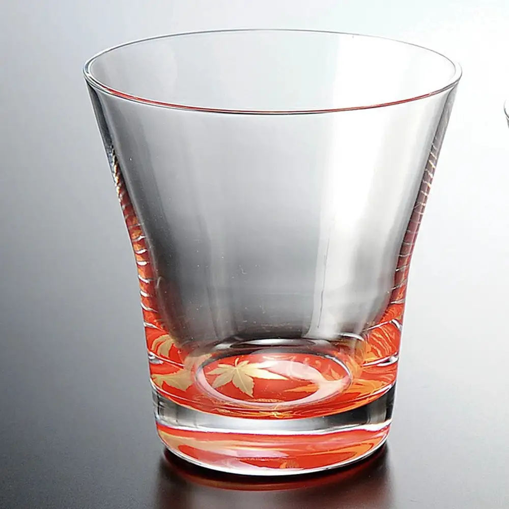 みよし漆器本舗 紀州塗り ぬりもん de Verre フリーグラス 紅葉 赤 210ml