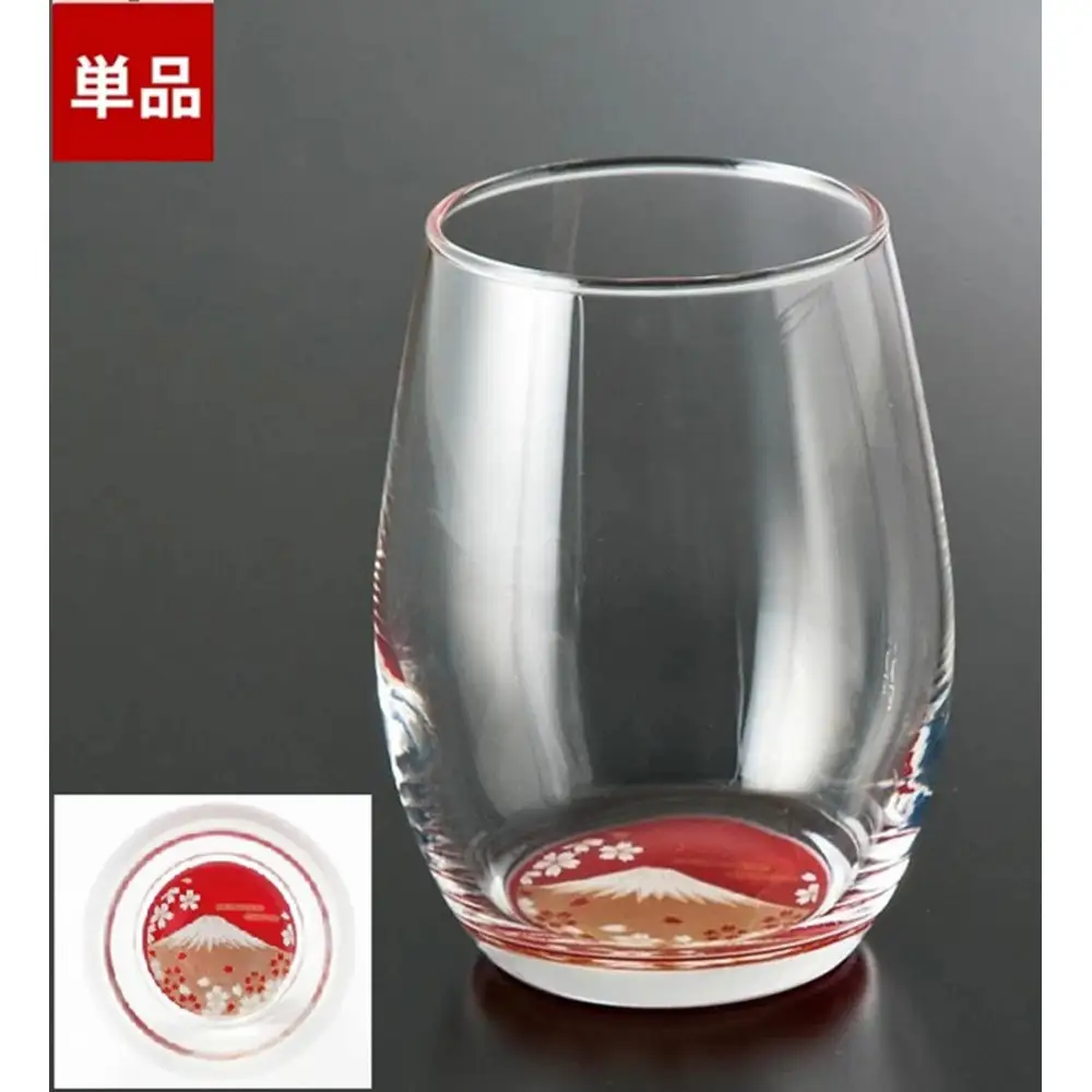 みよし漆器本舗 紀州塗り ぬりもん de Verre ダルマグラス 蒔絵 富士山 単品 赤 200ml