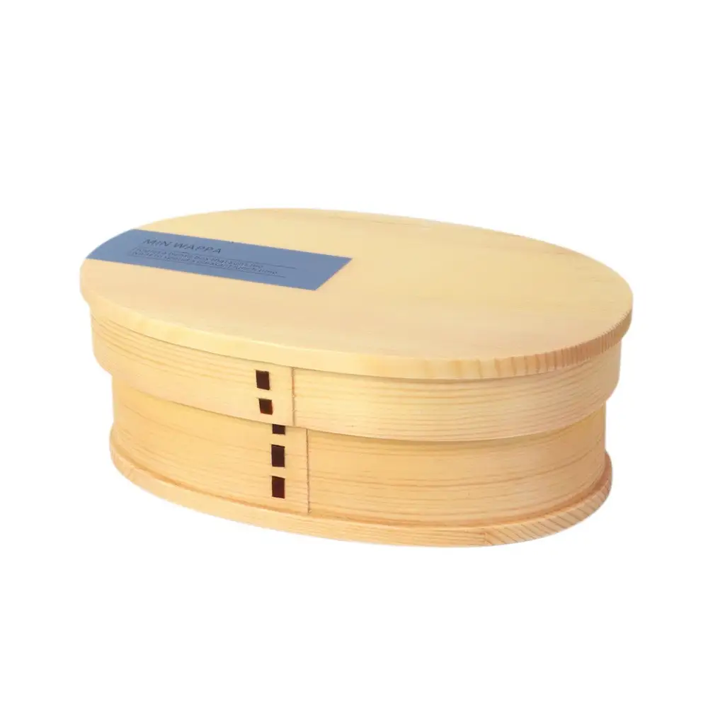 みよし漆器本舗 曲げわっぱ お弁当箱 600ml 約17.5×11.5×高さ6.5cm 小判型 MIN WAPPA ネイビー 白木