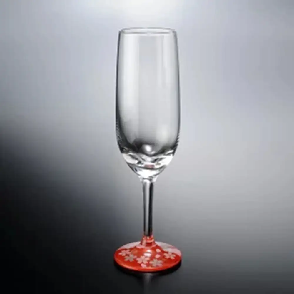 みよし漆器本舗 紀州塗り ぬりもん de Verre トールシャンパン 蒔絵 桜 赤 185ml