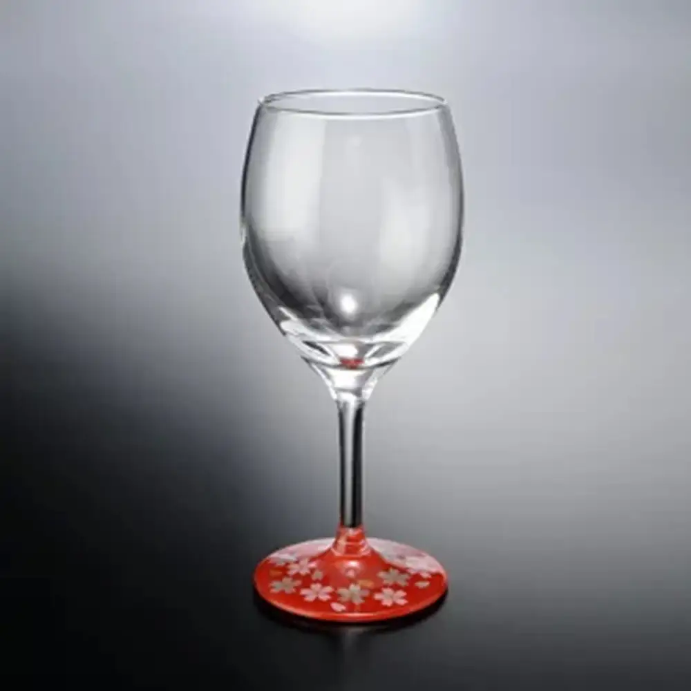 みよし漆器本舗 紀州塗り ぬりもん de Verre ワインカップ 蒔絵 桜 赤 300ml