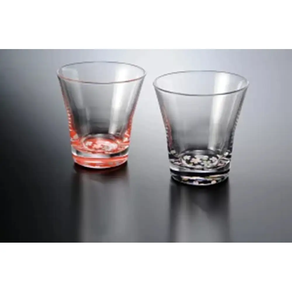 みよし漆器本舗  紀州塗り ぬりもん de Verre フリーグラス ペアセット 蒔絵 桜 赤・黒 210ml