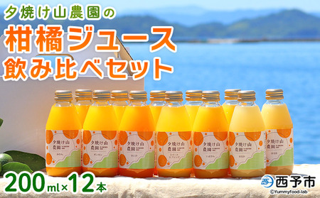 ＜夕焼け山農園の柑橘ジュース 飲み比べセット 200ml×12本＞ 3種 12本 ストレートジュース 柑橘 果物 みかん 蜜柑 ミカン 200ml 詰め合わせ セット ギフト ご自宅用 フルーツ 夕焼け山農園 特産品 愛媛県 西予市【常温】『2026年7月中旬以降順次出荷予定』AYN0012