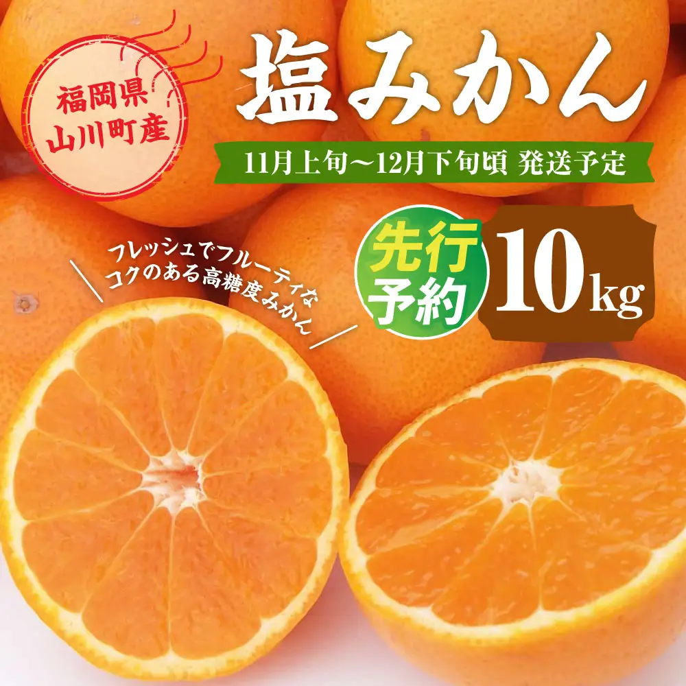 A158 福岡県山川産 塩みかん 10kg 【2026年11月上旬～12月下旬発送予定】 蜜柑 花藻塩