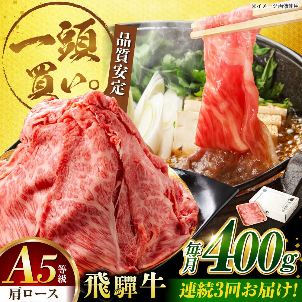 【3回定期便】飛騨牛肩ロース 400g×1パック すき焼きしゃぶしゃぶ用肉 [AVBO030]