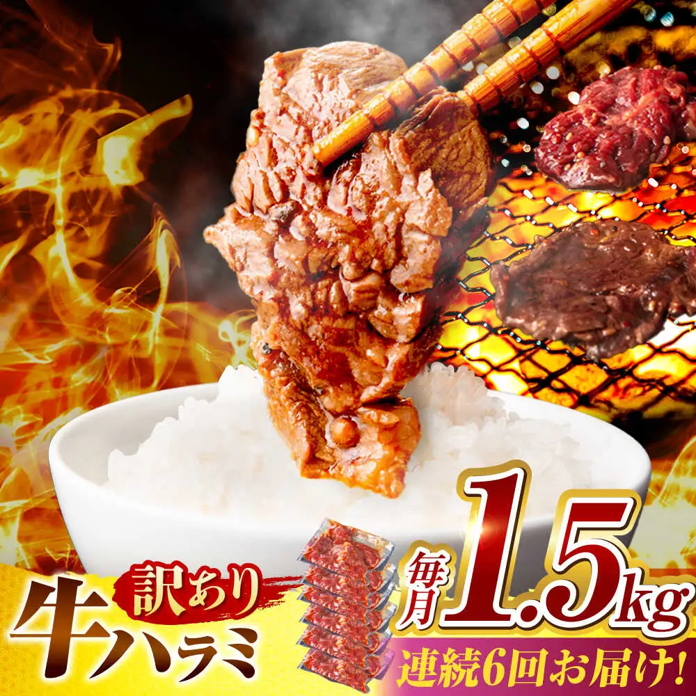 【6回定期便】【訳あり】味付けハラミ 1.5kg(250ｇ×6パック) [AVBO046]