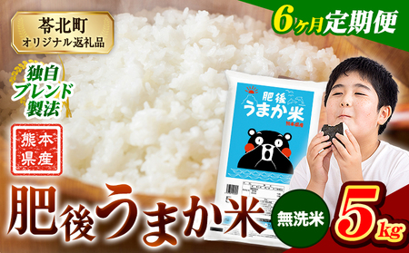 【6ヶ月定期便】肥後うまか米 5kg 無洗米
