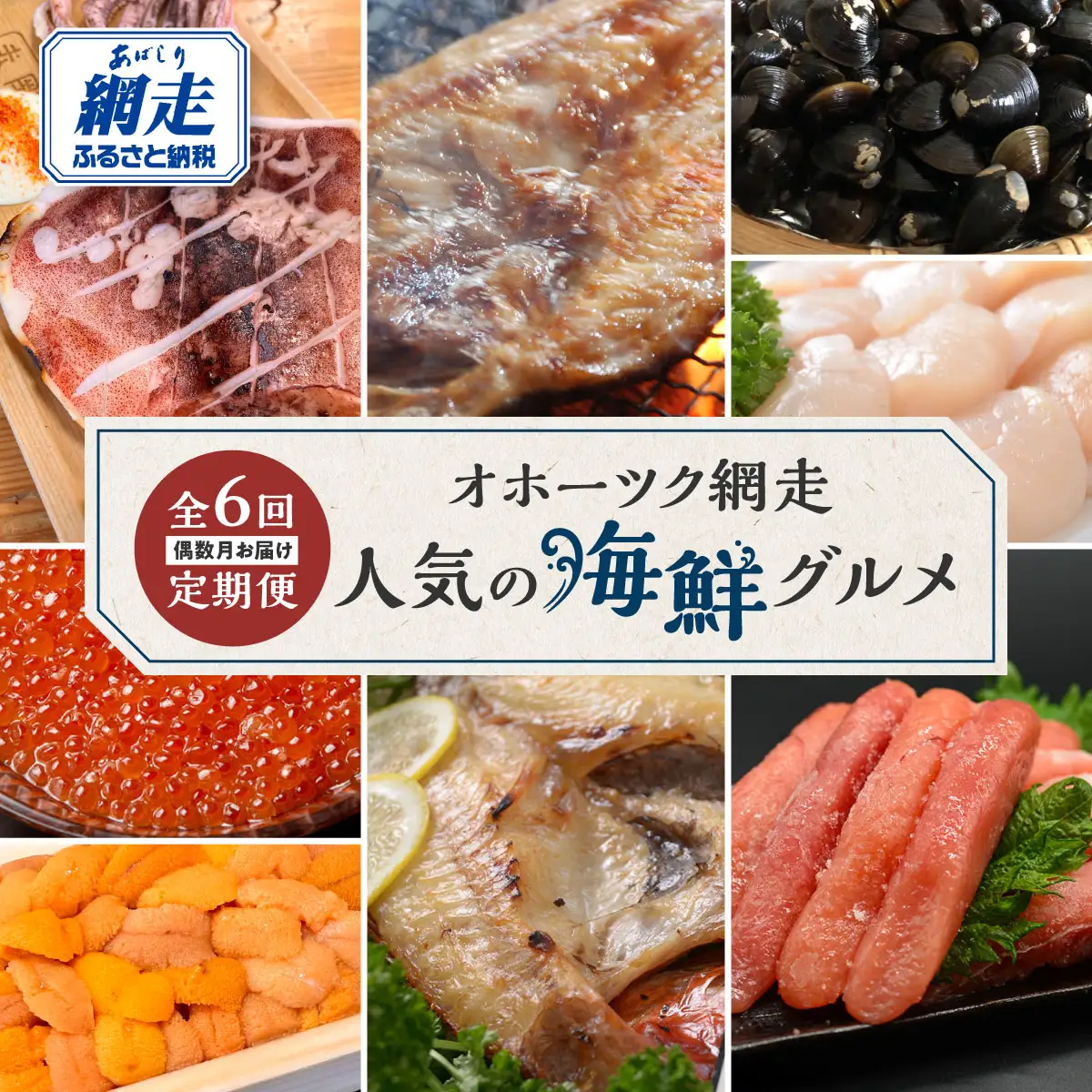 【定期便】オホーツク網走人気の海鮮グルメ 偶数月お届け定期便全6回 ABAO2204