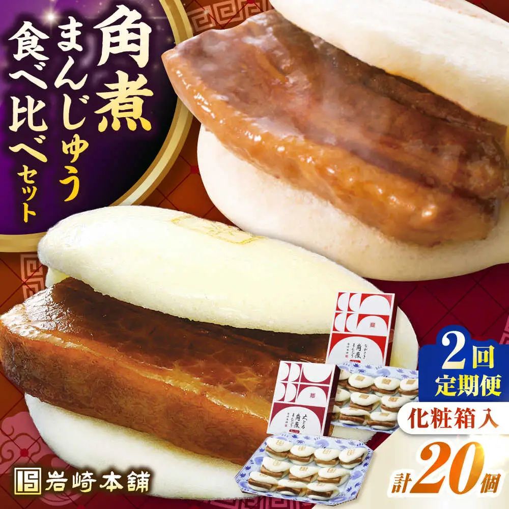 【全2回定期便】長崎角煮まんじゅう10個(箱)・大とろ角煮まんじゅう10個(箱)《壱岐市》【岩崎本舗】冷凍 豚 豚角煮 角煮饅頭 簡単調理 お取り寄せ[JHA002]