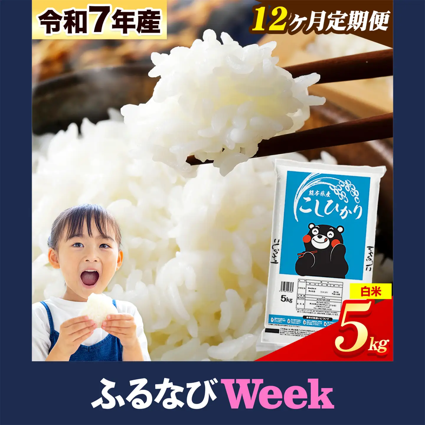 【ふるなびWEEK対象】【12ヶ月定期便】白米 こしひかり 5kg